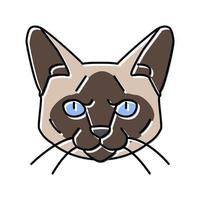 Siamees kat schattig huisdier kleur icoon vector illustratie