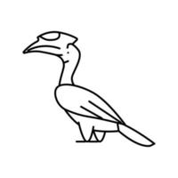 malabar bont neushoornvogel vogel exotisch lijn icoon vector illustratie