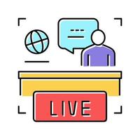 wereld live nieuws kleur pictogram vectorillustratie vector