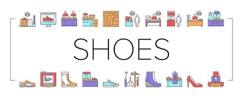 schoenen reparatie service collectie iconen set vector