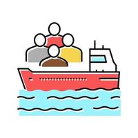 schip vervoer vluchteling kleur pictogram vectorillustratie vector