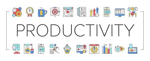 productiviteit beheren collectie iconen set vector teken