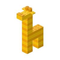 giraffe gemonteerd van plastic blokken in isometrische stijl voor afdrukken en ontwerp. vector illustratie.