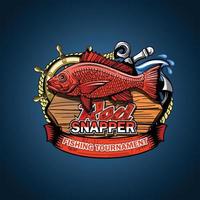 logo of illustratie voor een visser team of winkel met rood snapper inscriptie. vector