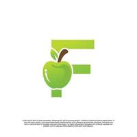 brief f logo ontwerp met fruit sjabloon vers logo premie vector