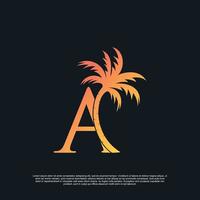 logo ontwerp met combinatie brief een palm logo premie vector