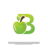 brief b logo ontwerp met fruit sjabloon vers logo premie vector