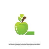 brief l logo ontwerp met fruit sjabloon vers logo premie vector