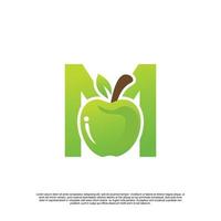brief m logo ontwerp met fruit sjabloon vers logo premie vector