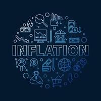 inflatie vector ronde blauw schets banier - hyperinflatie vector illustratie