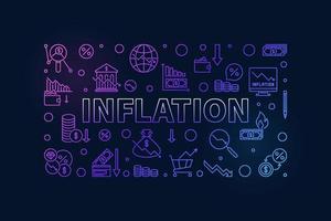 inflatie horizontaal dun lijn kleurrijk banier - financieel crisis concept vector illustratie