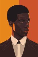 Afrikaanse Amerikaans Mens in pak en stropdas Aan oranje achtergrond. vector illustratie.