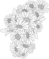 reeks van een decoratief gestileerde madeliefje bloem geïsoleerd Aan wit achtergrond. zeer gedetailleerd vector illustratie, doodling en zen stijl, tatoeëren ontwerp bloesem bloemen.