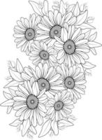 reeks van een decoratief gestileerde madeliefje bloem geïsoleerd Aan wit achtergrond. zeer gedetailleerd vector illustratie, doodling en zen stijl, tatoeëren ontwerp bloesem bloemen.