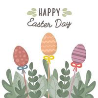 gelukkig Pasen dag kaart met eieren met afdrukken. eieren jacht. voor Pasen decoratie, afdrukken, geschenken, web bladzijde. schattig verbazingwekkend ontwerp. Pasen hartelijk groeten. vector