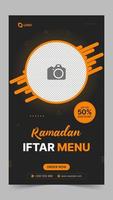 bewerkbare Ramadan uitverkoop iftar menu sociaal media verhaal sjabloon ontwerp vector