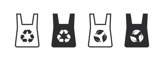 gerecycled materialen. pakket pictogrammen met recycling pictogrammen. verpakking en recyclen. vector illustratie