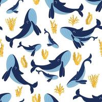naadloos patroon met blauw walvissen vector illustratie