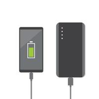 opladen slim telefoons met een macht bank vector