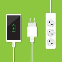 opladen smartphones, adapters, stekkers. vlak ontwerp vector