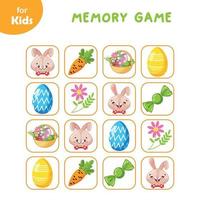 een serie van minigames voor kinderen. geheugen spel. herhaling allemaal afbeeldingen. interessant puzzels en mini spellen voor kinderen Aan de thema van Pasen. peuter- onderwijs werkboek vector