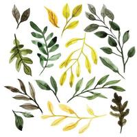 waterverf reeks met herfst bladeren. abstract afdrukken met geel en bruin boom bladeren, Woud. vector