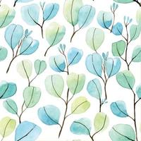 waterverf naadloos patroon met kleurrijk eucalyptus bladeren. luchtig delicaat afdrukken Aan wit achtergrond vector