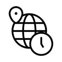 wereld tijd icoon naar visie tijd zones met wereldbol, klok en plaats pin vector
