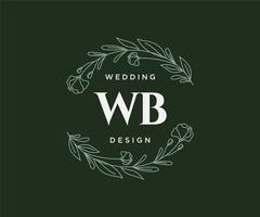 wb initialen brief bruiloft monogram logos verzameling, hand- getrokken modern minimalistisch en bloemen Sjablonen voor uitnodiging kaarten, opslaan de datum, elegant identiteit voor restaurant, boetiek, cafe in vector