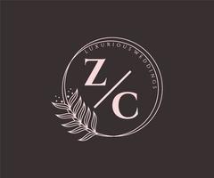 zc initialen brief bruiloft monogram logos sjabloon, hand- getrokken modern minimalistisch en bloemen Sjablonen voor uitnodiging kaarten, opslaan de datum, elegant identiteit. vector