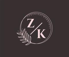 zk initialen brief bruiloft monogram logos sjabloon, hand- getrokken modern minimalistisch en bloemen Sjablonen voor uitnodiging kaarten, opslaan de datum, elegant identiteit. vector