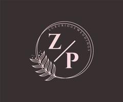 zp initialen brief bruiloft monogram logos sjabloon, hand- getrokken modern minimalistisch en bloemen Sjablonen voor uitnodiging kaarten, opslaan de datum, elegant identiteit. vector