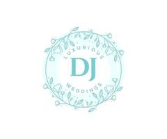 dj initialen brief bruiloft monogram logos sjabloon, hand- getrokken modern minimalistisch en bloemen Sjablonen voor uitnodiging kaarten, opslaan de datum, elegant identiteit. vector