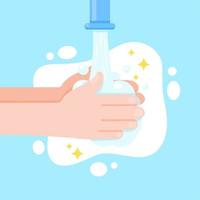 vector comics handen wassen met water en zeep om virussen te doden.