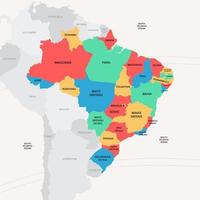 Brazilië land kaart met stad namen vector