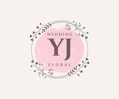 yj initialen brief bruiloft monogram logos sjabloon, hand- getrokken modern minimalistisch en bloemen Sjablonen voor uitnodiging kaarten, opslaan de datum, elegant identiteit. vector