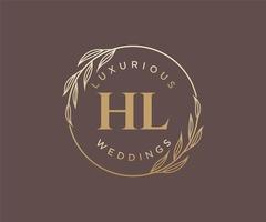 hl initialen brief bruiloft monogram logos sjabloon, hand- getrokken modern minimalistisch en bloemen Sjablonen voor uitnodiging kaarten, opslaan de datum, elegant identiteit. vector