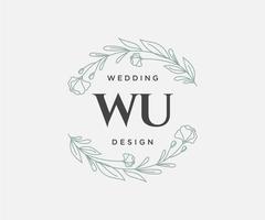 wu initialen brief bruiloft monogram logos verzameling, hand- getrokken modern minimalistisch en bloemen Sjablonen voor uitnodiging kaarten, opslaan de datum, elegant identiteit voor restaurant, boetiek, cafe in vector