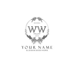 eerste ww schoonheid monogram en elegant logo ontwerp, handschrift logo van eerste handtekening, bruiloft, mode, bloemen en botanisch met creatief sjabloon. vector