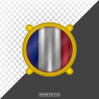 3d Frankrijk natie land vlag met grens cirkel schild vector