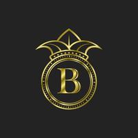 eerste b goud logo luxe elegant met kroon vector