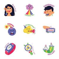 pak van schattig accessoires vlak stickers vector