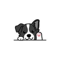 schattig grens collie hond golvend poot tekenfilm, vector illustratie