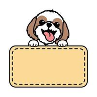 grappig shih tzu hond met kader grens sjabloon tekenfilm, vector illustratie