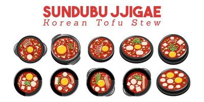 sundubu jjigae vector reeks verzameling grafisch clip art ontwerp