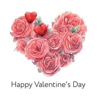 Valentijnsdag dag bloemen abstract hart van rozen vector waterverf