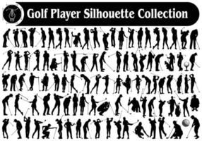 golf speler mannetje of vrouw silhouetten vector verzameling