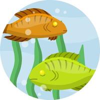 onderwater- leven. water met algen. dieren in het wild en aquarium. element van vissen. tekenfilm vlak illustratie vector