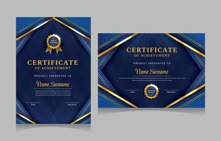 blauw en goud modern helling certificaat van prestatie vector