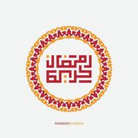 vrij Ramadan kareem Arabisch schoonschrift groet kaart met cirkel kader en retro kleur. vertaling, genereus Ramadan. vector